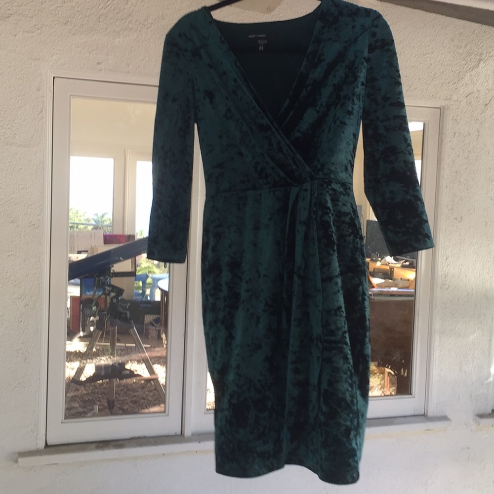 Maggy London green crushed velvet dress 6